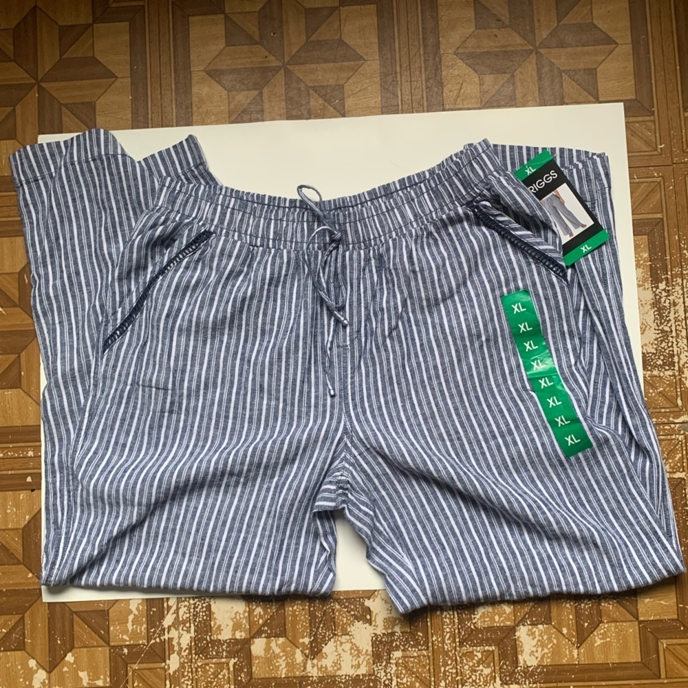 NWT Briggs wide leg pinstripe pants pockets size XL women’s